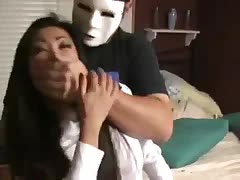 Asian slut gets captured by masked intruder